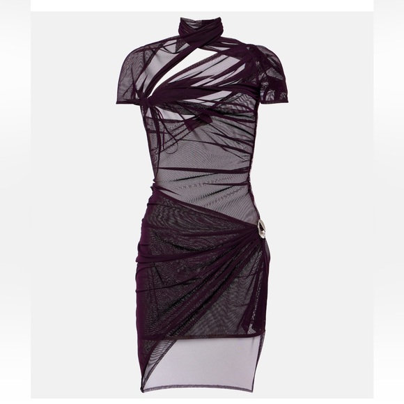 Coperni Dresses & Skirts - Coperni Asymmetrical Sheer Mesh Dress